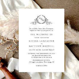Elegante invitación de matrimonio formal monograma