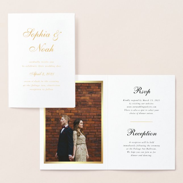 Elegante invitación de matrimonio fotográfico con  (Demostración)