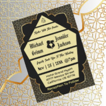 Elegante Invitación de matrimonio gótica de oro de