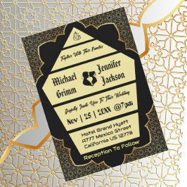 Elegante Invitación de matrimonio gótica de oro de