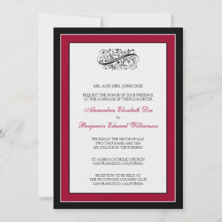 Elegante invitación de matrimonio negro/grano 5x7
