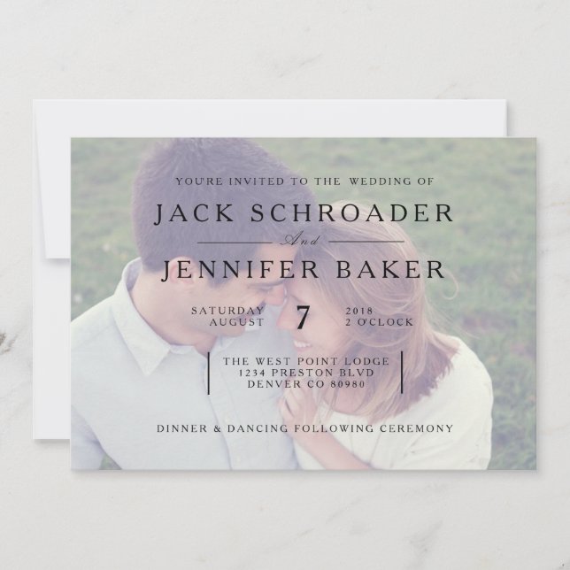Elegante Invitación de matrimonio opaco por superp (Anverso)