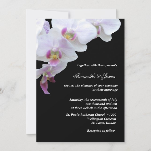 Elegante invitación de matrimonio para orquídeas (Anverso)
