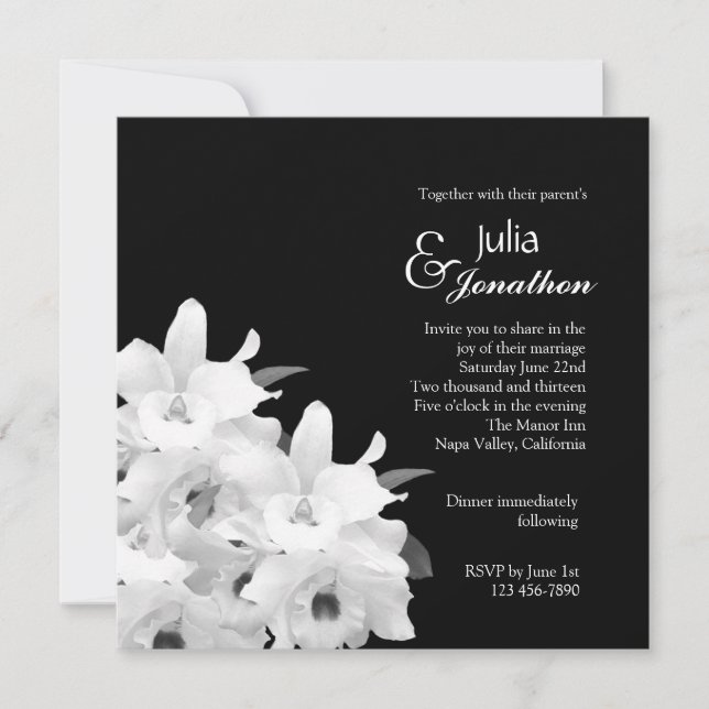 Elegante invitación de matrimonio para orquídeas b (Anverso)