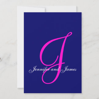 Elegante invitación de matrimonio rosa azul inicia