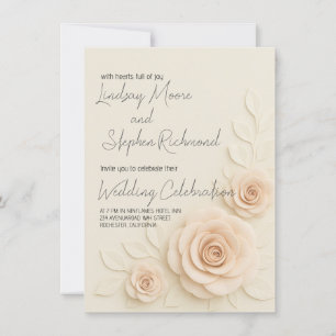 Elegante invitación de matrimonio Rosa Rubor 3D Ro