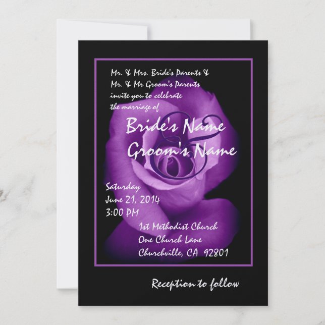 Elegante invitación de matrimonio ROYAL (Anverso)
