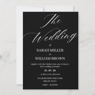 Elegante invitación de matrimonio simple en blanco