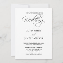 Elegante invitación de matrimonio simple en blanco