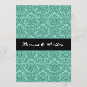Elegante invitación de matrimonio VERDE AZULADO y