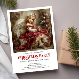 Elegante Invitación de Navidad con Ángel Victorian
