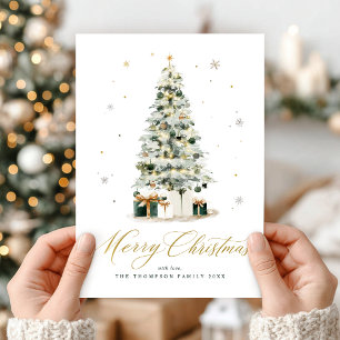Elegante Invitación de Navidad con Árbol de Acuare