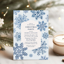 Elegante Invitación de Navidad con Copo de Nieve T