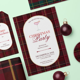 Elegante invitación de Navidad con cuadros escoces