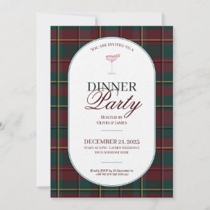 Elegante invitación de Navidad con cuadros escoces