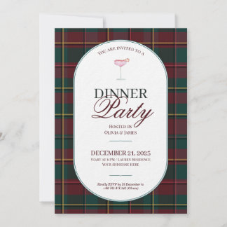 Elegante invitación de Navidad con cuadros escoces