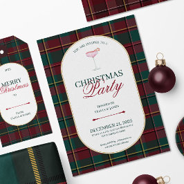 Elegante invitación de Navidad con Tartán de cuadr