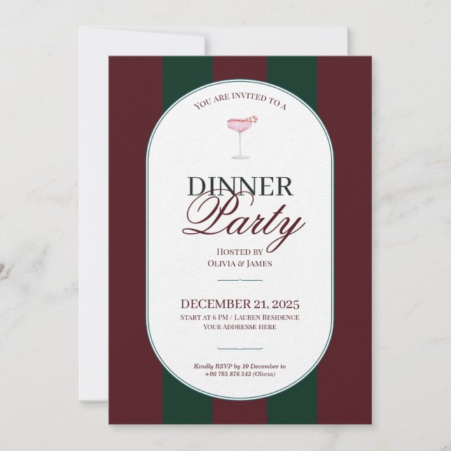 Elegante invitación de Navidad con Tartán de Cuadr (Anverso)