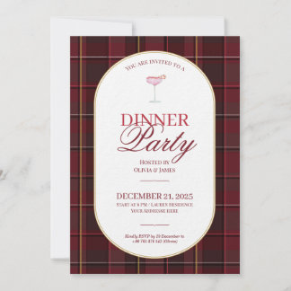 Elegante invitación de Navidad con Tartán de cuadr
