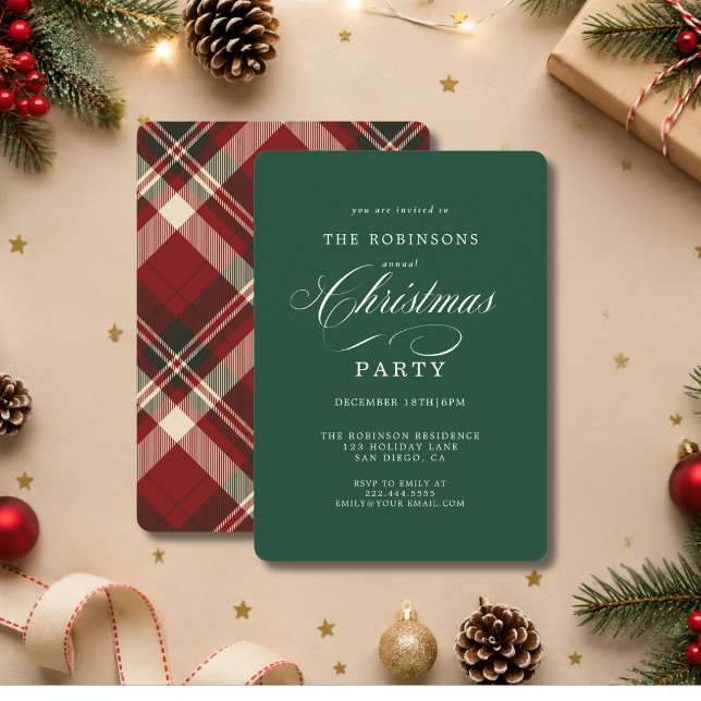 Elegante Invitación de Navidad en Cuadros Verde (Subido por el creador)