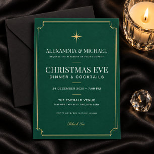 Elegante Invitación de Navidad en Verde Esmeralda