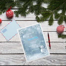 Elegante Invitación de Navidades blancos y azules