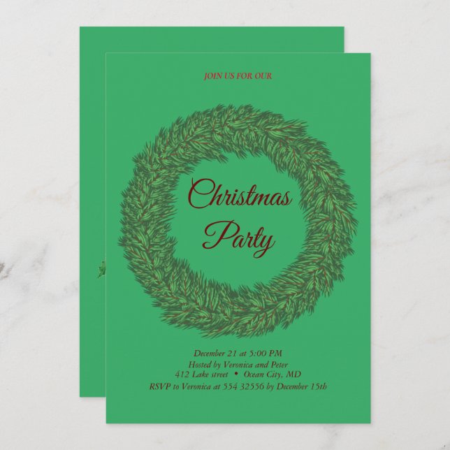 Elegante invitación de Navidades dulces (Anverso / Reverso)
