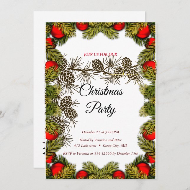 Elegante invitación de Navidades dulces (Anverso / Reverso)