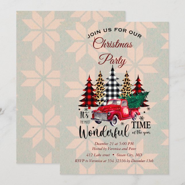 Elegante invitación de Navidades dulces (Anverso / Reverso)