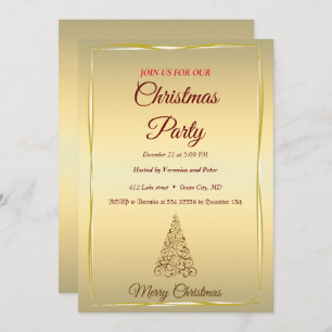 Elegante invitación de Navidades dulces de oro