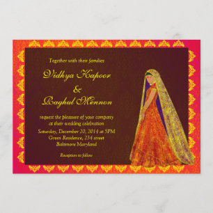 Elegante Invitación de novia india / matrimonio Da