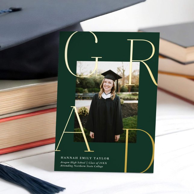 Elegante Invitación de Oro de Graduación de Foto G (Subido por el creador)