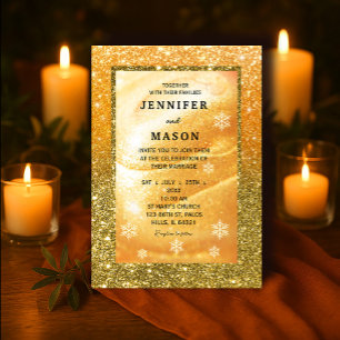 Elegante invitación de oro Purpurina y Perla
