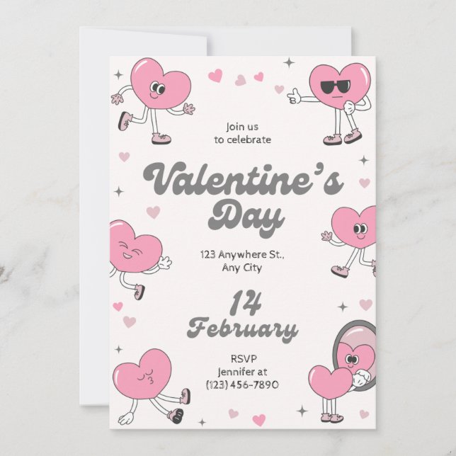 Elegante invitación de partido El día de San Valen (Anverso)