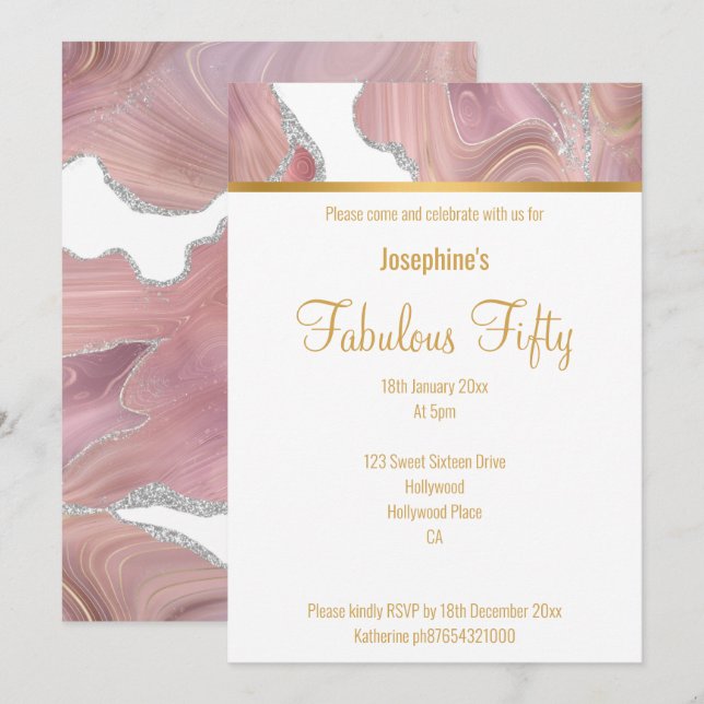 ELEGANTE INVITACIÓN DE PERSONALIZADO DE MÁRMOL DE  (Anverso / Reverso)
