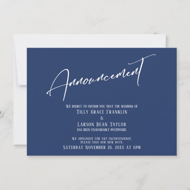 Elegante Invitación de postergación de la Marina d (Anverso)