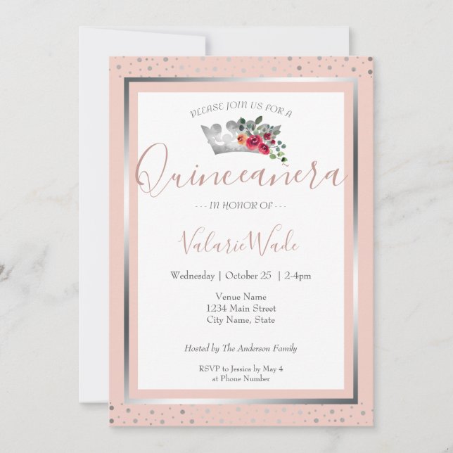 Elegante invitación de presupuesto Rubor rosa Quin (Anverso)