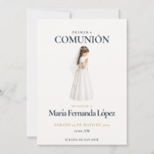 Elegante Invitación de Primera Comunión para Niña