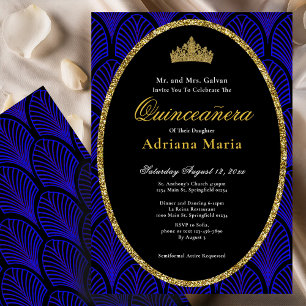 Elegante Invitación de Quinceañera Art Déco Dorado