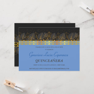 Elegante Invitación de Quinceañera con borde dorad