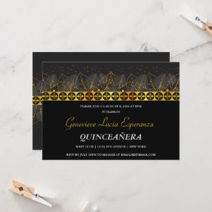 Elegante Invitación de Quinceañera con borde dorad