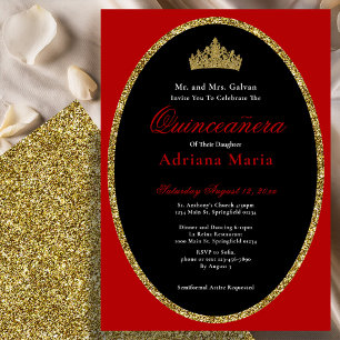 Elegante Invitación de Quinceañera con Brillo Dora