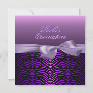 Elegante Invitación de Quinceañera con Cebra Negra