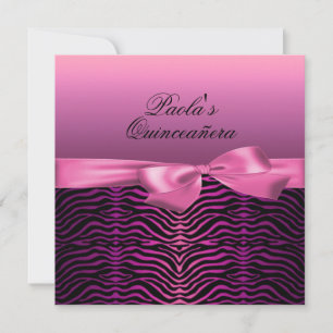 Elegante Invitación de Quinceañera con Cebra Negra