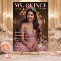 Elegante Invitación de Quinceañera con Foto en Ros