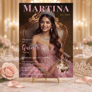 Elegante Invitación de Quinceañera con Foto en Ros