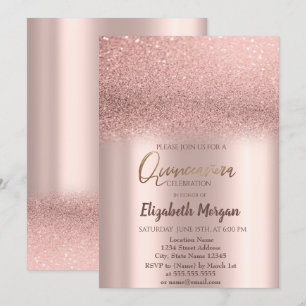 Elegante invitación de quinceañera con ombre de or