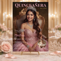 Elegante Invitación de Quinceañera en Rosa Rubor c
