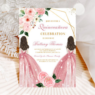 Elegante Invitación de Quinceañera Floral