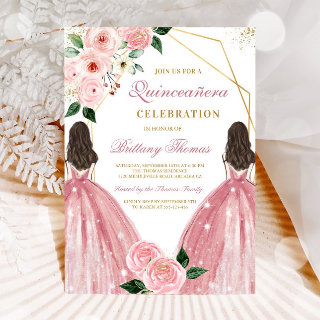 Elegante Invitación de Quinceañera Floral (Subido por el creador)
